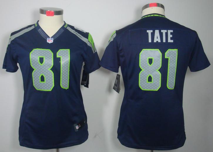Cheap Women Nike Seattle Seahawks #81 Golden Tate Blue Game LIMITED NFL Jerseys