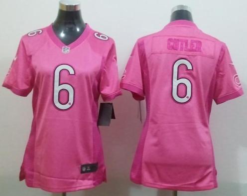 Cheap Women Nike Chicago Bears 6 Jay Cutler Pink Love NFL Jerseys