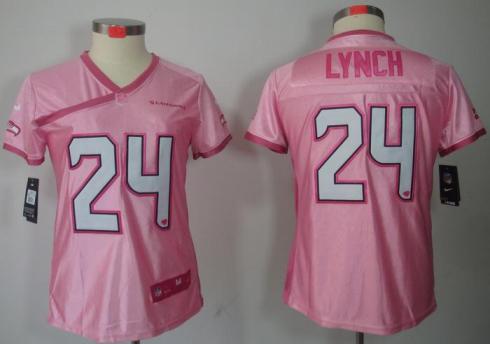 Cheap Women Nike Seattle Seahawks 24# Marshawn Lynch Pink Love NFL Jerseys