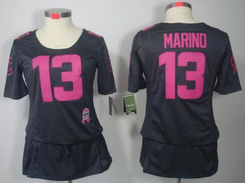 Cheap Women Nike Miami Dolphins 13 Dan Marino Grey Breast Cancer Awareness NFL Jersey