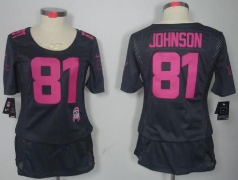 Cheap Women Nike Detroit Lions 81# Calvin Johnson Grey Breast Cancer Awareness NFL Jersey