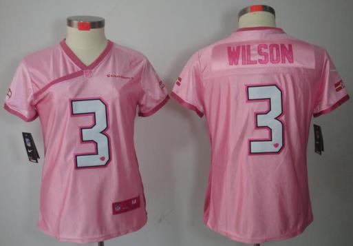 Cheap Women Nike Seattle Seahawks #3 Russell Wilson Pink Love NFL Jerseys
