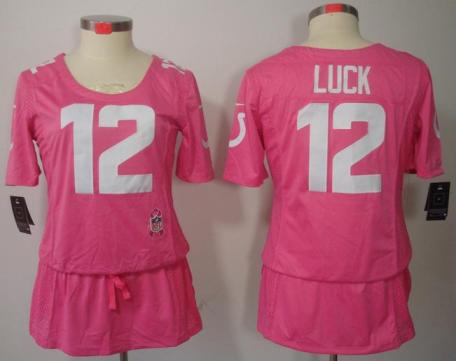 Cheap Women Nike Indianapolis Colts 12# Andrew Luck Pink Breast Cancer Awareness NFL Jersey