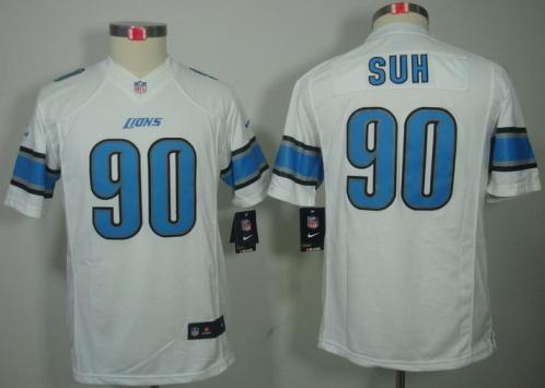 Kids Nike Detroit Lions 90# Ndamukong Suh White Game LIMITED NFL Jerseys Cheap
