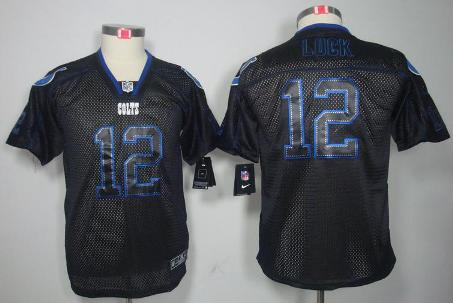 Kids Nike Indianapolis Colts #12 Andrew Luck Lights Out Black NFL Jerseys Cheap