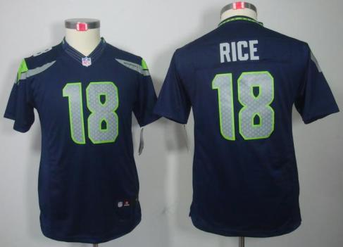 Kids Nike Seattle Seahawks 18# Sidney Rice Blue Game LIMITED NFL Jerseys Cheap