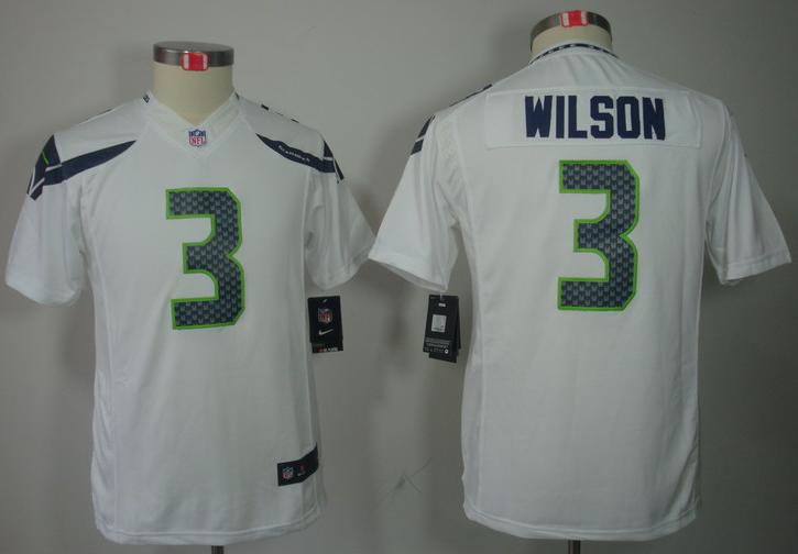 Kids Nike Seattle Seahawks #3 Russell Wilson White Game LIMITED NFL Jerseys Cheap