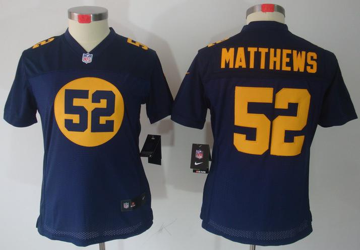 Cheap Women Nike Green Bay Packers #52 Clay Matthews Blue Game LIMITED NFL Jerseys