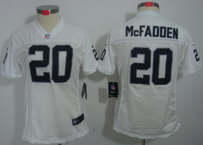 Cheap Women Nike Oakland Raiders #20 Darren McFadden White Game LIMITED NFL Jerseys