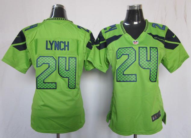 Cheap Women Nike Seattle Seahawks 24# Marshawn Lynch Green NFL Jerseys