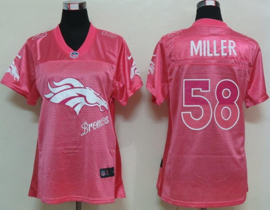 Cheap Women Nike Denver Broncos 58# Von Miller Pink Women's FEM FAN Jersey