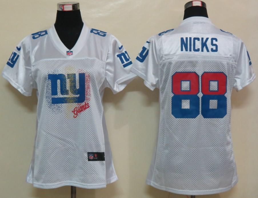 Cheap Women Nike New York Giants 88# Hakeem Nicks White Women's FEM FAN Jersey
