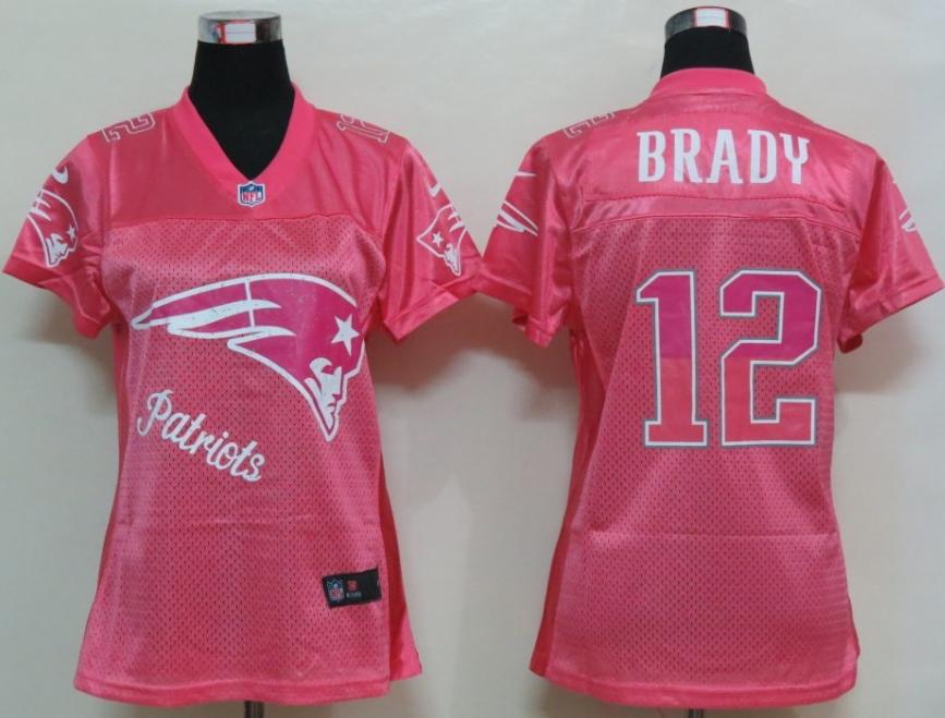 Cheap Women Nike New England Patriots 12 Tom Brady Pink Women's FEM FAN Jersey