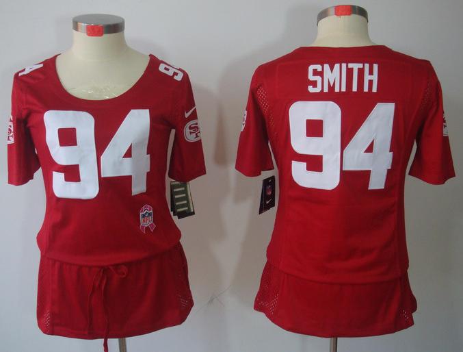 Cheap Women Nike San Francisco 49ers #94 Justin Smith Red Breast Cancer Awareness NFL Jersey