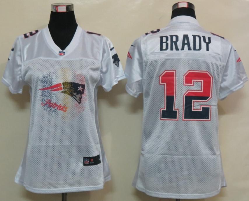 Cheap Women Nike New England Patriots 12 Tom Brady White Women's FEM FAN Jersey
