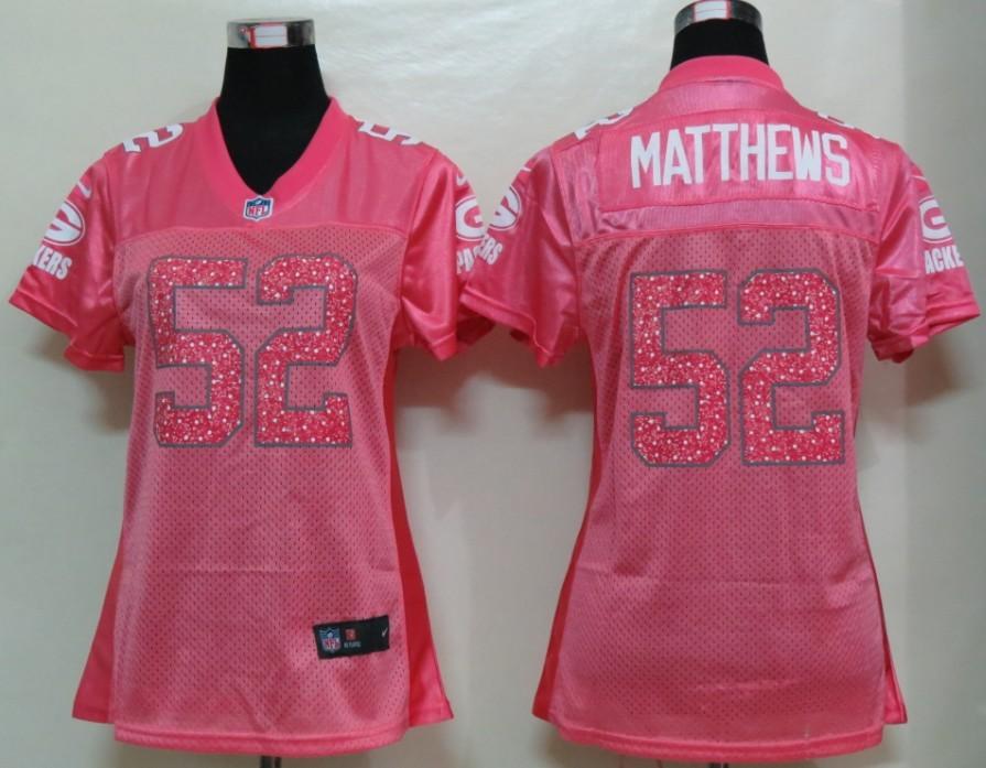 Cheap Women Nike Green Bay Packers 52# Clay Matthews Pink Elite NFL Jerseys