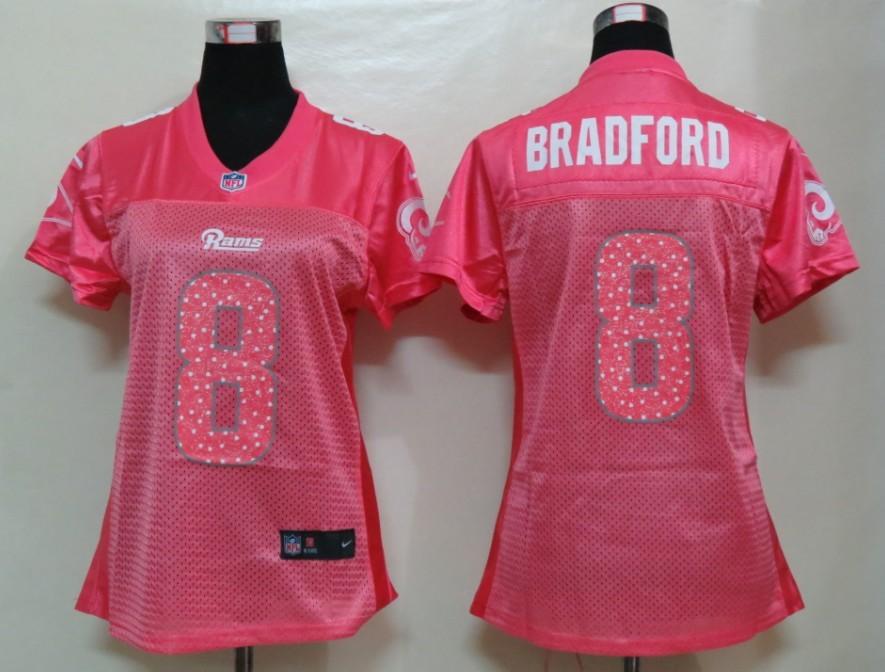 Cheap Women Nike St. Louis Rams 8# Sam Bradford Pink Elite NFL Jerseys