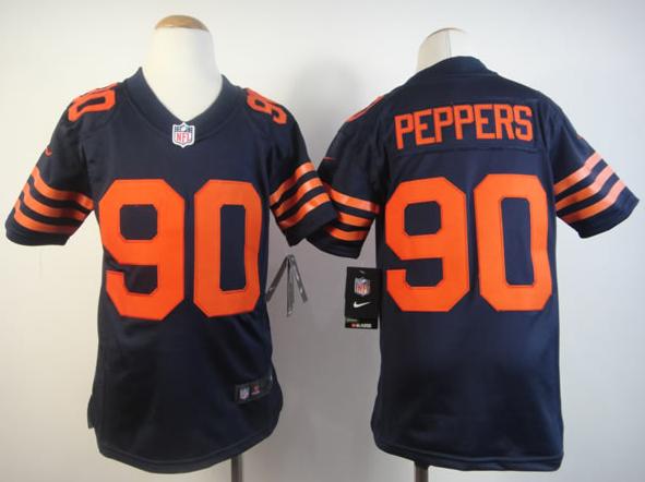 Kids Nike Chicago Bears 90 Julius Peppers Dark Blue Nike NFL Jerseys Orange Number Cheap