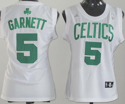 Cheap Women Boston Celtics 5 Garnett White Swingman Jersey