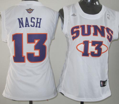 Cheap Women Phoenix Suns 13 Steve Nash White Swingman NBA Jerseys