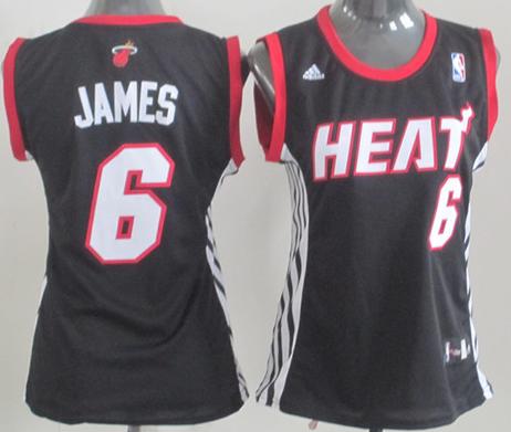 Cheap Women Miami Heat 6# LeBron James Black NBA Jerseys