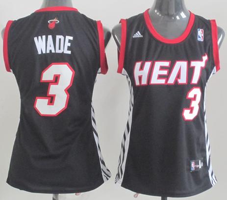 Cheap Women Miami Heat 3# Dwyane Wade Black NBA Jerseys