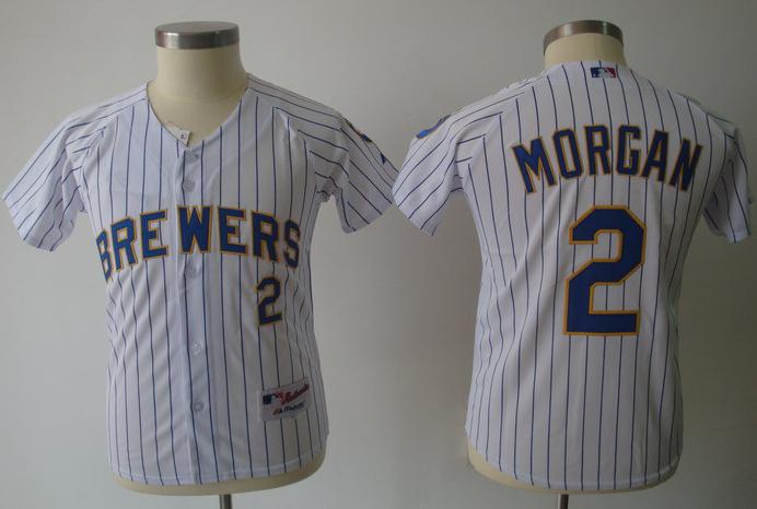 Kids Milwaukee Brewers 2 Morgan White (Blue Strip) MLB Jerseys Cheap
