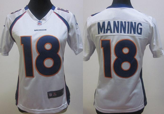 Cheap Nike Women Denver Broncos #18 Peyton Manning White NFL Jerseys