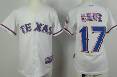 Kids Texas Rangers 17 Nelson Cruz White Cool Base MLB Jerseys Cheap