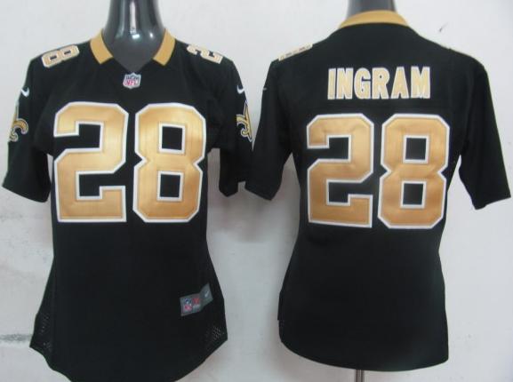 Cheap Womens Nike New Orleans Saints 28 Ingram Black Nike NFL Jerseys
