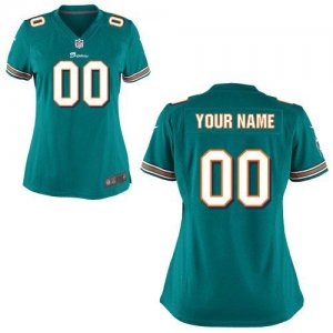 Cheap Women Nike Miami Dolphins Customized Game Team Color Green Nike NFL Jerseys