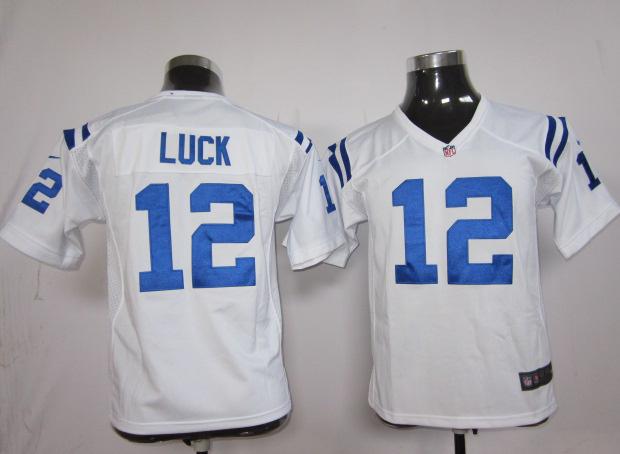Kids Nike Indianapolis Colts #12 Andrew Luck White Nike NFL Jerseys Cheap