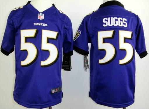 Kids Nike Baltimore Ravens #55 Terrell Suggs Purple Nike NFL Jerseys Cheap