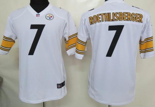 Kids Nike Pittsburgh Steelers #7 Ben Roethlisberger White Nike NFL Jerseys Cheap
