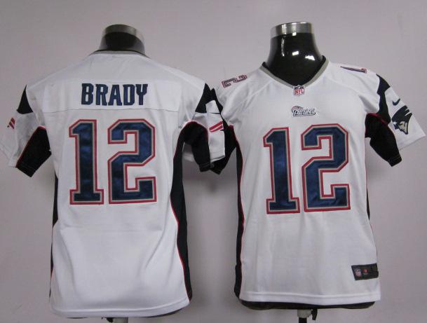 Kids Nike New England Patriots 12 Tom Brady White Nike NFL Jersey Cheap