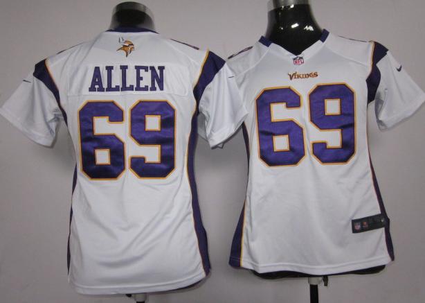 Cheap Women Nike Minnesota Vikings 69# Jared Allen White Nike NFL Jerseys