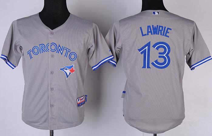 Kids Toronto Blue Jays 13 Brett Lawrie Grey MLB Jerseys Cheap