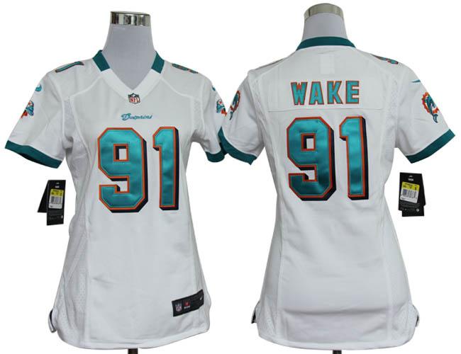 Cheap Women Nike Miami Dolphins 91 Cameron Wake White Nike NFL Jerseys