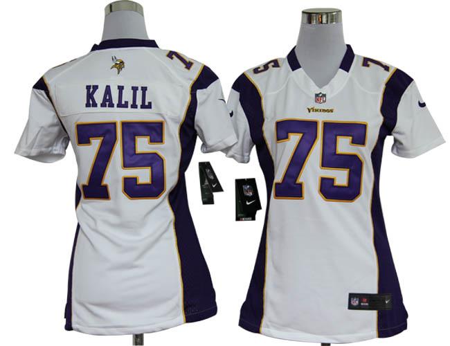 Cheap Women Nike Minnesota Vikings 75 Kalil White Nike NFL Jerseys