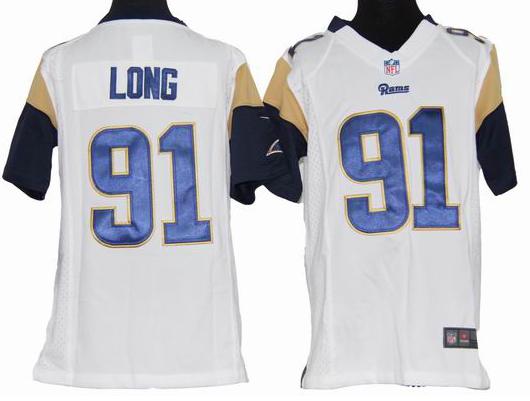 Kids Nike St.Louis Rams 91# Chris Long White Nike NFL Jerseys Cheap