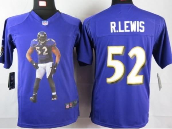 Nike Kids Baltimore Ravens #52 r.lewis purple portrait fashion game jerseys Cheap