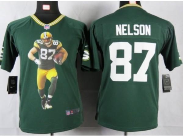 Nike Kids Green Bay Packers #87 nelson green portrait fashion game jerseys Cheap