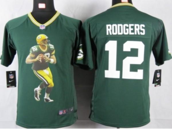 Nike Kids Green Bay Packers #12 rodgers green portrait fashion game jerseys Cheap