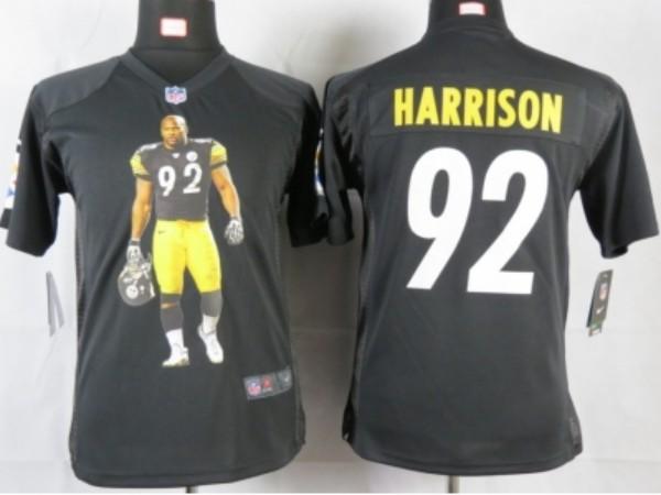 Nike Kids Pittsburgh Steelers #92 harrison black portrait fashion game jerseys Cheap