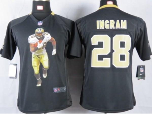 Nike Kids New Orleans Saints #28 ingram black portrait fashion game jerseys Cheap