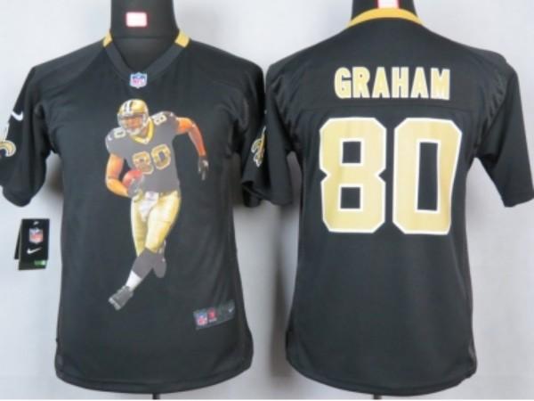 Nike Kids New Orleans Saints #80 graham black portrait fashion game jerseys Cheap