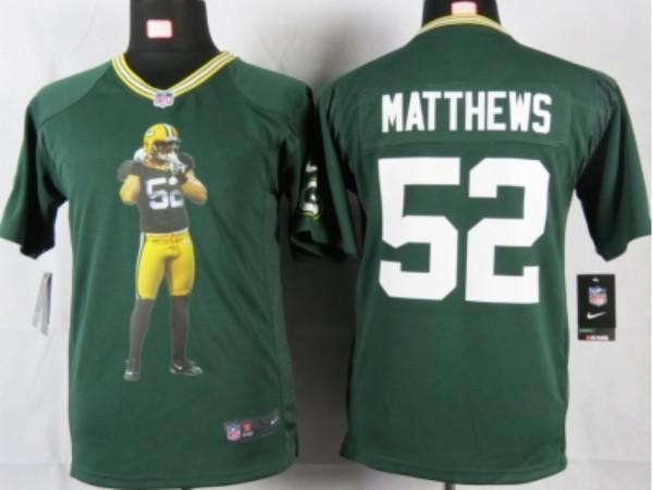 Nike Kids Green Bay Packers #52 matthews green portrait fashion game jerseys Cheap
