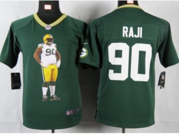 Nike Kids Green Bay Packers #90 raji green portrait fashion game jerseys Cheap
