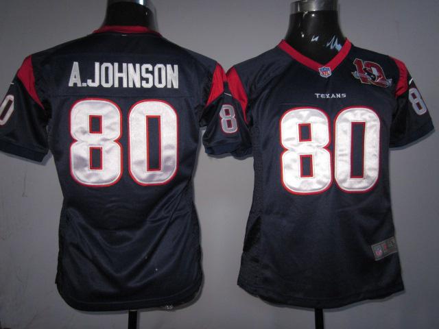 Cheap Women Nike Houston Texans #80 Andre Johnson Blue Nike NFL Jerseys W 10th Patch