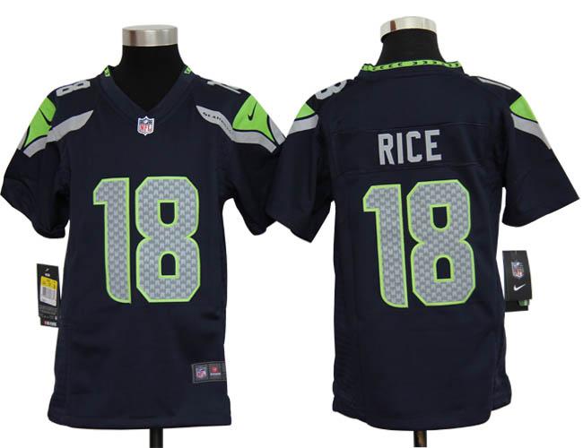 Kids Nike Seattle Seahawks 18# Sidney Rice Blue Nike NFL Jerseys Cheap